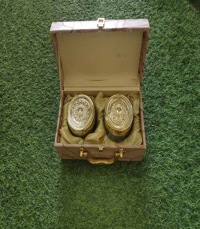 Leather-Finished Premium Dry Fruit Gift Box with 2 Glass Jars