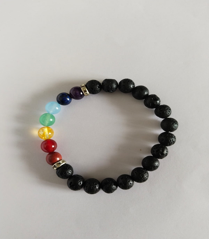 Lava Stone with Seven Chakra Bracelet