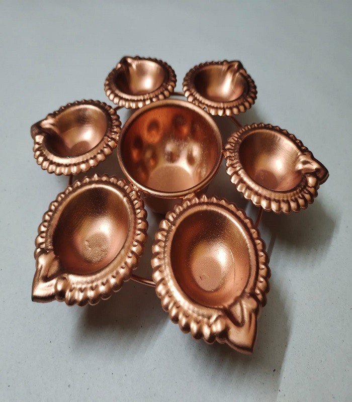 Metal diya - copper coated