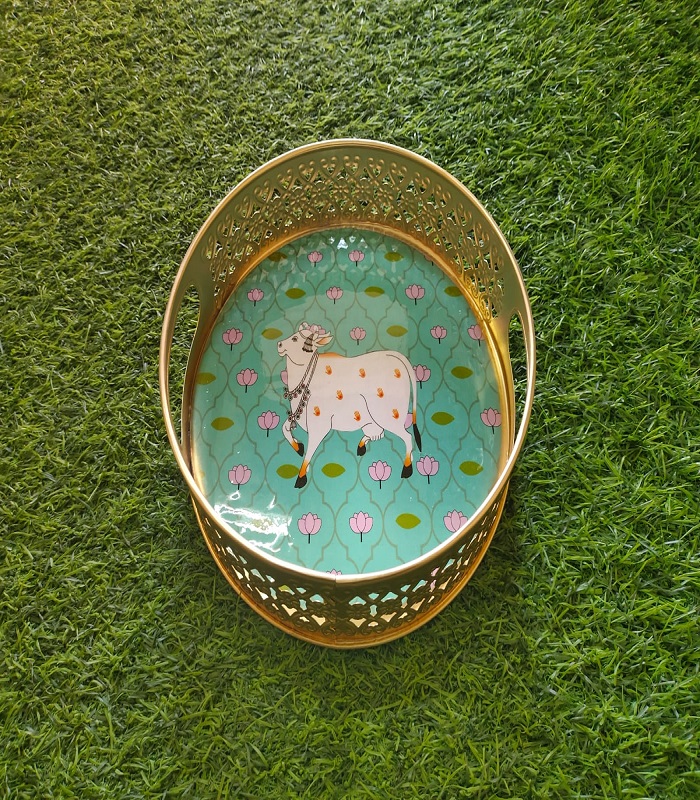 Pichwai Art Round Tray 